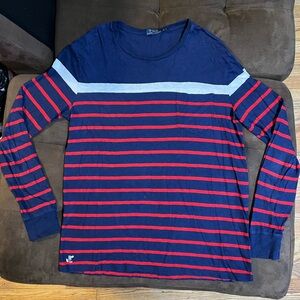 Polo Ralph Lauren Blue and Red Striped Long Sleeve Tee